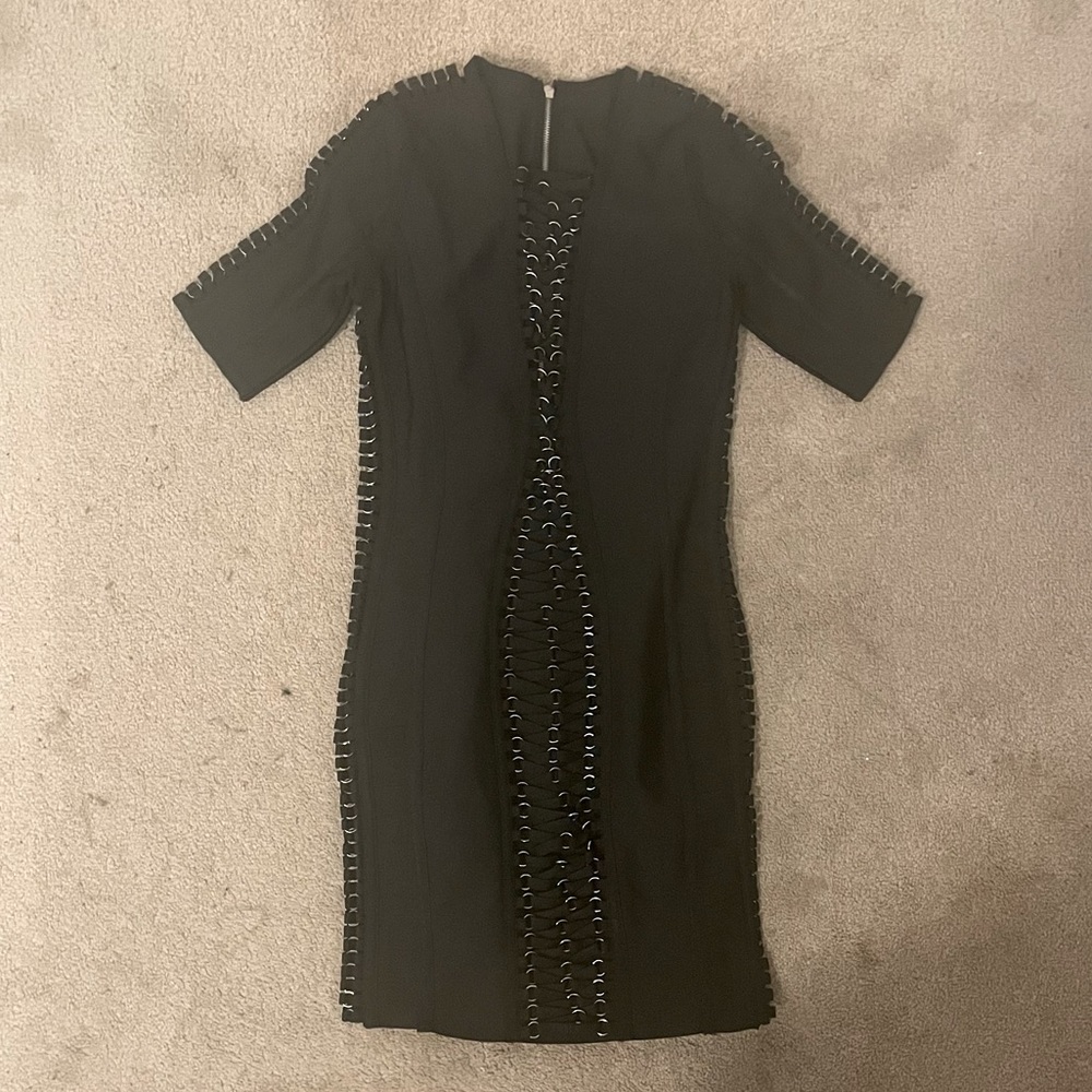 Black Bodycon Dress with Metal Detail in Excellent Shape